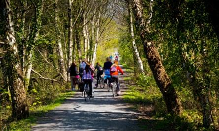 Cyclists on the Mawddach Trail.
