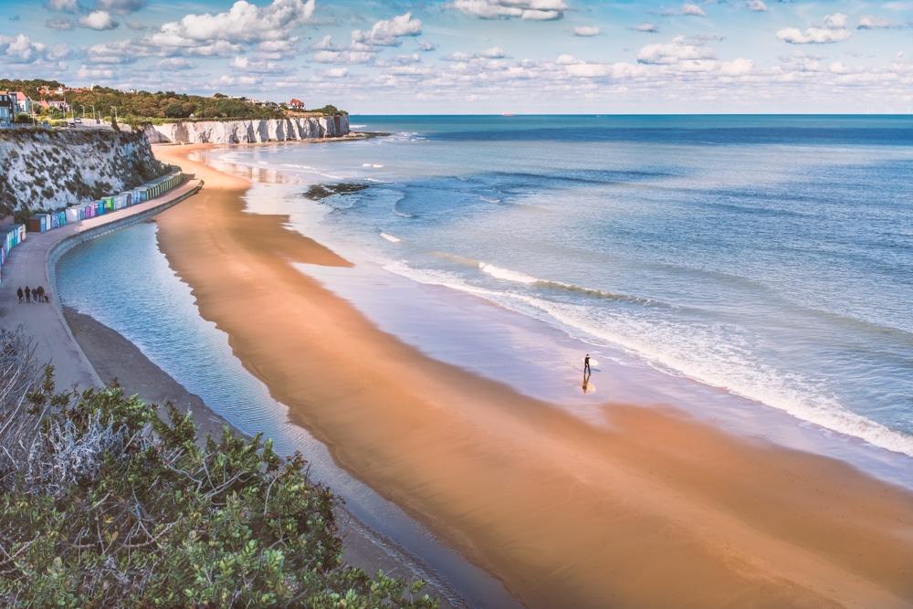 A lovely sandy beach and clear sea at Broadstairs in Kent, one of the best seaside towns near London 