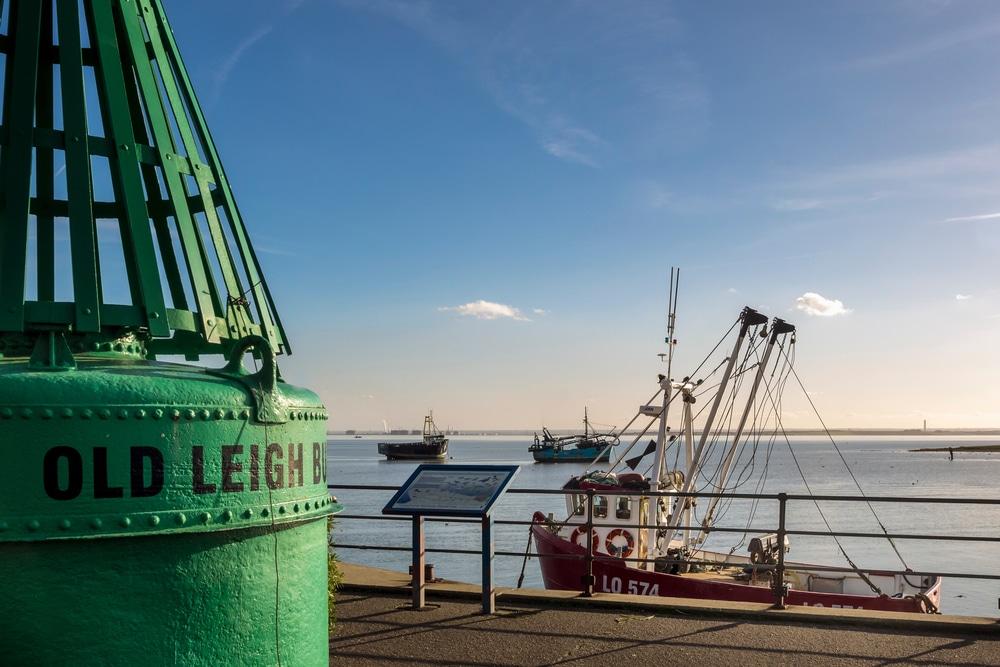A boat and the North Sea in the charming town of Leigh-on-Sea