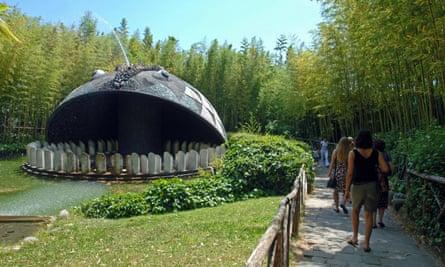 Visitors at Pinocchio Park in Collodi, Tuscany, Italy